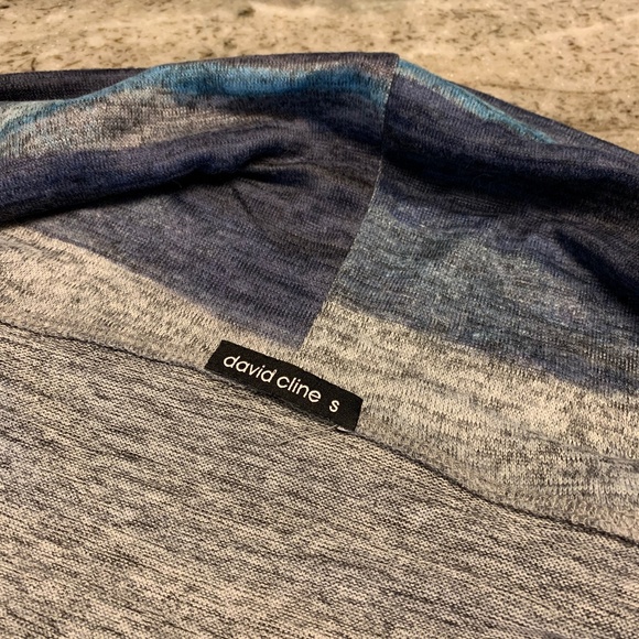 David Cline Aqua and Navy Shaw Collar Cardigan. Soft and roomy. Size S - Picture 8 of 8